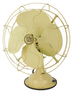 Circa 1935 12" R&M List 5224 Overlapping Blade Oscillating Desk Fan Ivory Circa 1935 12" R&M List 5224 Overlapping Blade Oscillating Desk Fan Ivory