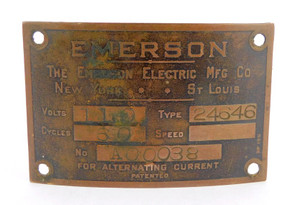 Original Emerson 24646 Motor Tag Original Emerson 24646 Motor Tag