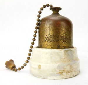Antique Hubbell Surface Mount Pull Chain Switch Brass Porcelain Antique Hubbell Surface Mount Pull Chain Switch Brass Porcelain