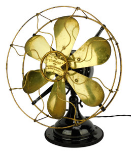 Circa 1914 12" Robbins & Myers R&M 6 Blade Stationary Desk Fan Brass Blade And Guard Circa 1914 12" Robbins & Myers R&M 6 Blade Stationary Desk Fan Brass Blade And Guard