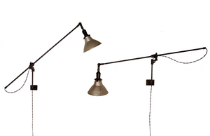 Pair Mounted Articulating Arm Sconce Lamps By O.C. White Restored Pair Mounted Articulating Arm Sconce Lamps By O.C. White Restored