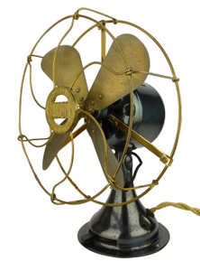 Circa 1912 8" Jandus All Brass Desk Fan Original Blued Finish