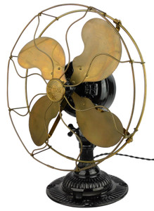 Circa 1910 12" Emerson Type 12646 Ornate Base Desk Fan Circa 1910 12" Emerson Type 12646 Ornate Base Desk Fan