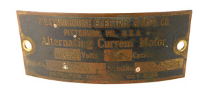 Original Westinghouse Tank Motor Tag 81621 AC 40/50 Cycles Original Westinghouse Tank Motor Tag 81621 AC 40/50 Cycles