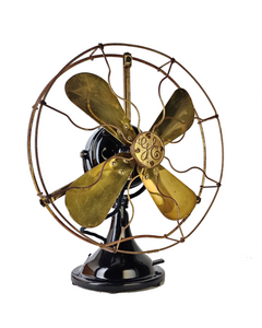 Circa 1914 GE Small Motor Yoke Desk Fan Restored Finish Original Brass Circa 1914 GE Small Motor Yoke Desk Fan Restored Finish Original Brass