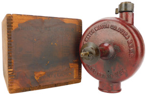 Circa 1900's Divine's Red Devil Water Motor w/Original Wood Box