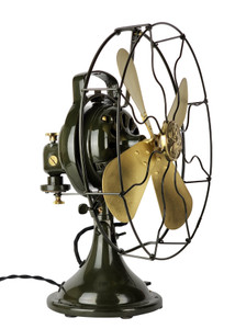 Circa 1920's 12" Steel Blade/Cage GE 2 Star Oscillating Desk Fan Circa 1920's 12" Steel Blade/Cage GE 2 Star Oscillating Desk Fan