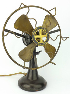 Original Lindstrom Smith Co White Cross Fan