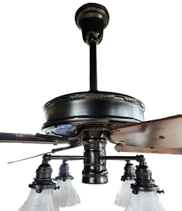 Circa Late 1920's-30's Restored Emerson "Long Nose" Ceiling Fan w/custom light kit