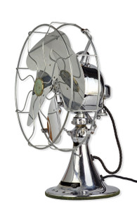 Rare  Circa 1938 Emerson All Chrome Type 77646-AK Oscillating Desk Fan All Original