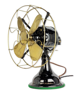Circa 1912 12" Robbins & Myers "Gearback" 30V DC Oscillating Desk Fan All Original Circa 1912 12" Robbins & Myers "Gearback" 30V DC Oscillating Desk Fan All Original