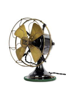 Circa 1915 6" R&M List No. 2800  Brass Blade Cage Desk Fan AC/DC All Original