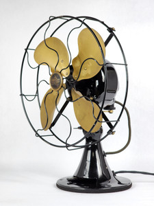 Circa 1929 Emerson 12" Type 29646   Brass Blade Oscillating Desk Fan Original Finish