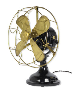 Circa 1911 12" GE Big Motor Yoke BMY Brass Blade Desk/Wall Mount Fan Restored