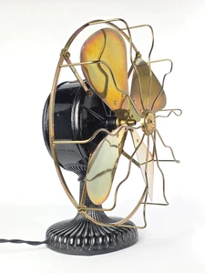 Circa 1900 12" Westinghouse Tesla Ornate Base Fan Cast Tag Original Finish