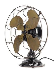 Circa 1900 All Original Finish Emerson PI241 12" Fixed/Stick Mount Desk Fan