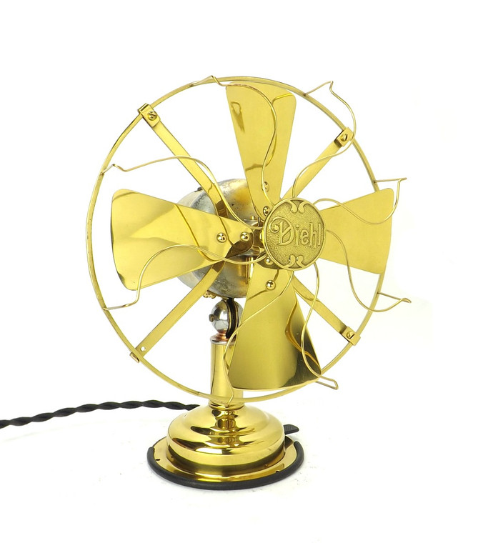 Circa 1913 Diehl 8" All Brass Desk Fan