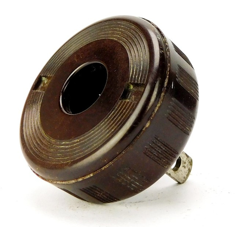 Vintage Brown Bakelite Industrial Pancake Style Attachment Plug