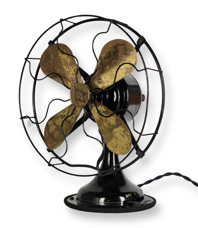 Beautiful Original 1919 Robbins Myers 3000 10" 4 Blade Stationary Desk Fan 