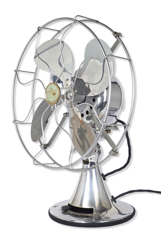 Circa 1929 Emerson 12" Type 29646 Rare All Chrome Oscillating Desk Fan Original Finish