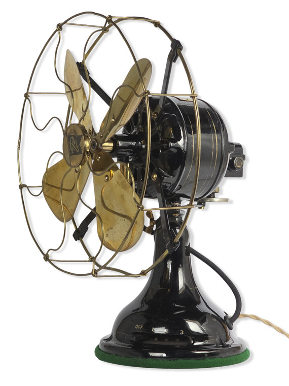 Circa 1914 12" Robbins & Myers "Gearback" Oscillating Desk Fan All Original