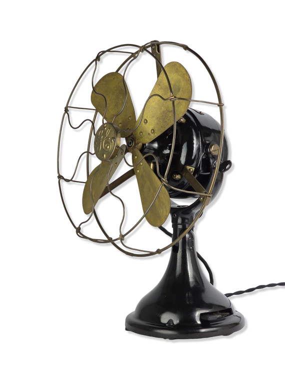 Circa 1911 12" Restored GE Big Motor Yoke BMY Brass Blade Desk/Wall Mount Fan