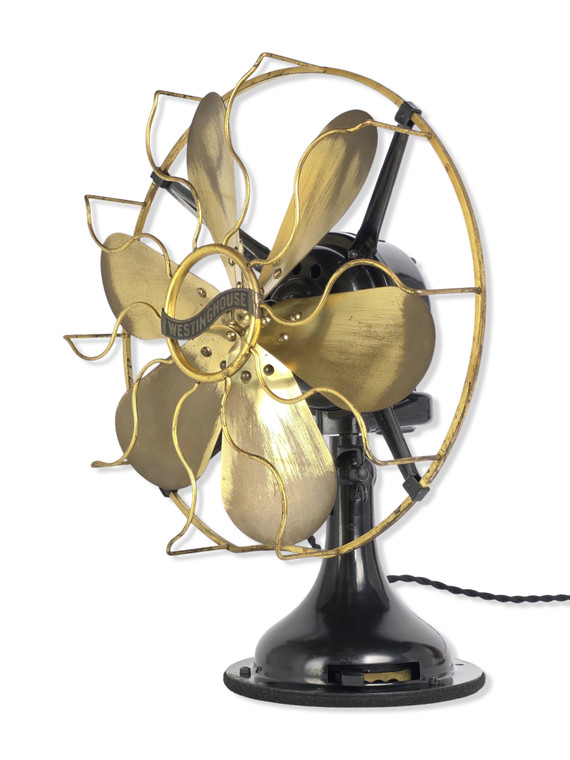Circa 1914 Original 12" 6 Blade Westinghouse Stamped Steel Electric Desk Fan Oscillator