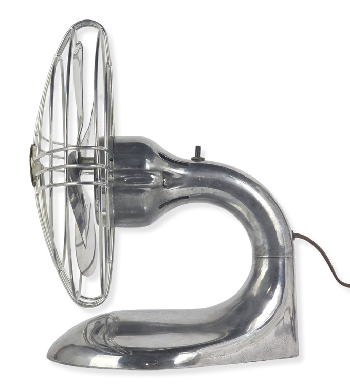 Original Circa 1930's 10" Zephyr Air Kooler Goose Neck Polished Aluminum Desk Fan
