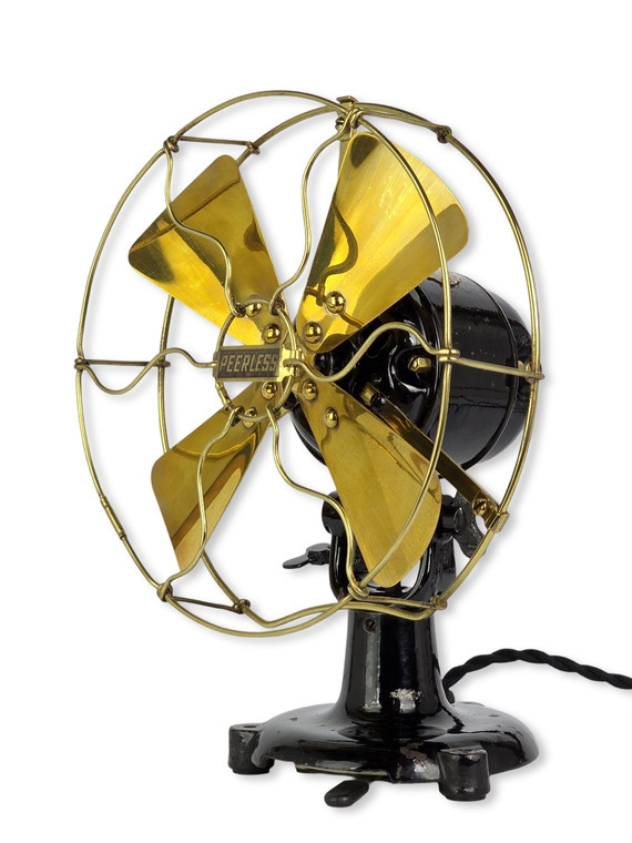 Circa 1910 8" Peerless Tab Base AC Stationary Desk Fan Beautifully Original Condition