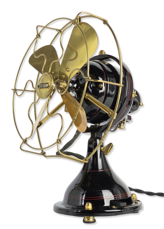 Professionally Restored Circa 1919  8" GE Badged Delco Light 32v DC Oscillating Desk Fan