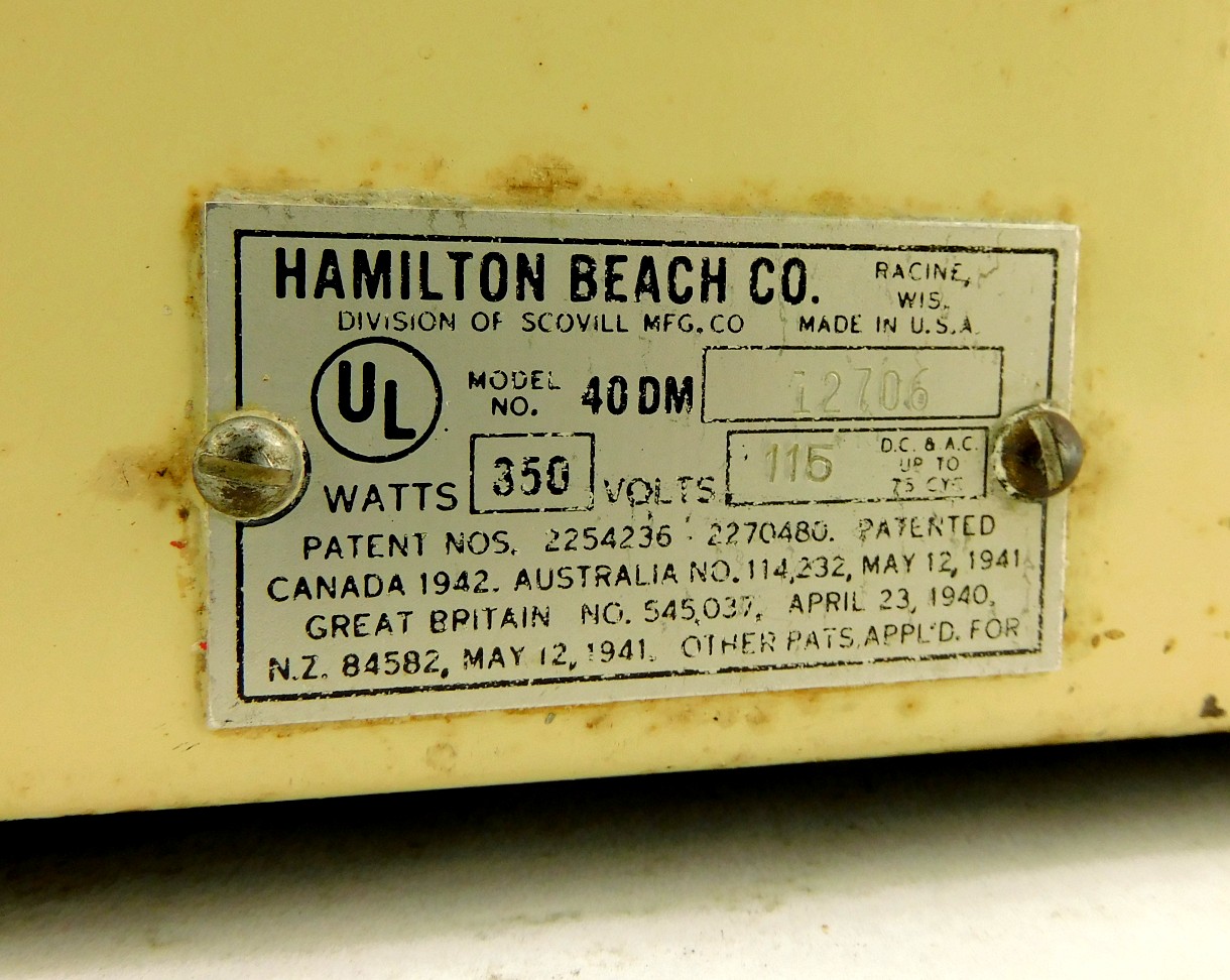 Hamilton Beach 75-0401-W Tri-County / Stevenson's Supply