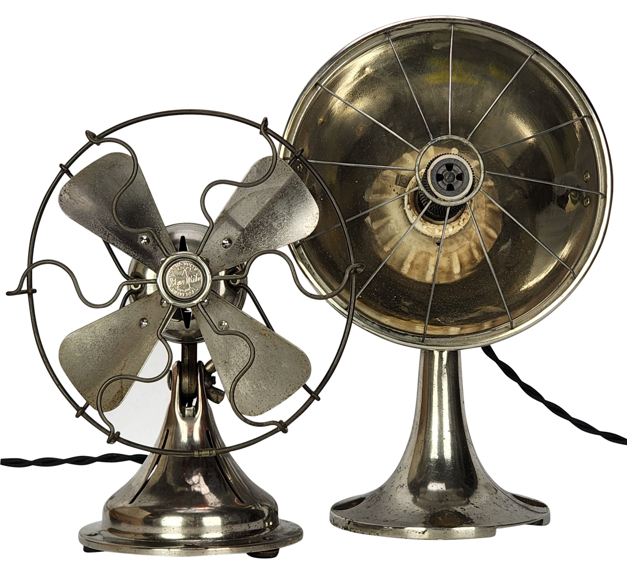 Circa 1920 Pair Dish Heater And 8" Desk Fan By Fitzgerald Mfg. Company Torrington Ct.