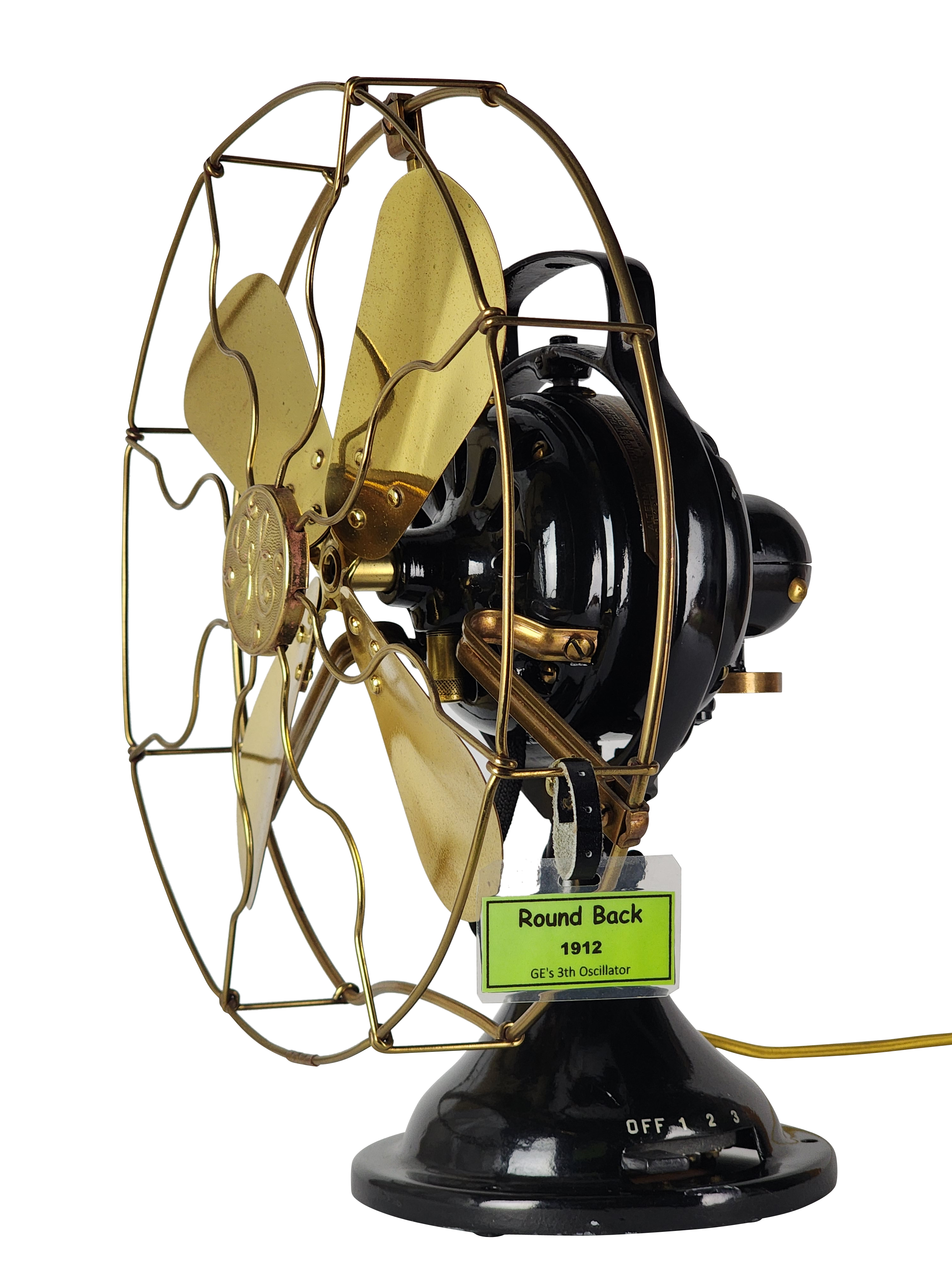 Circa 1912 12" GE Round Back Oscillating Desk Fan