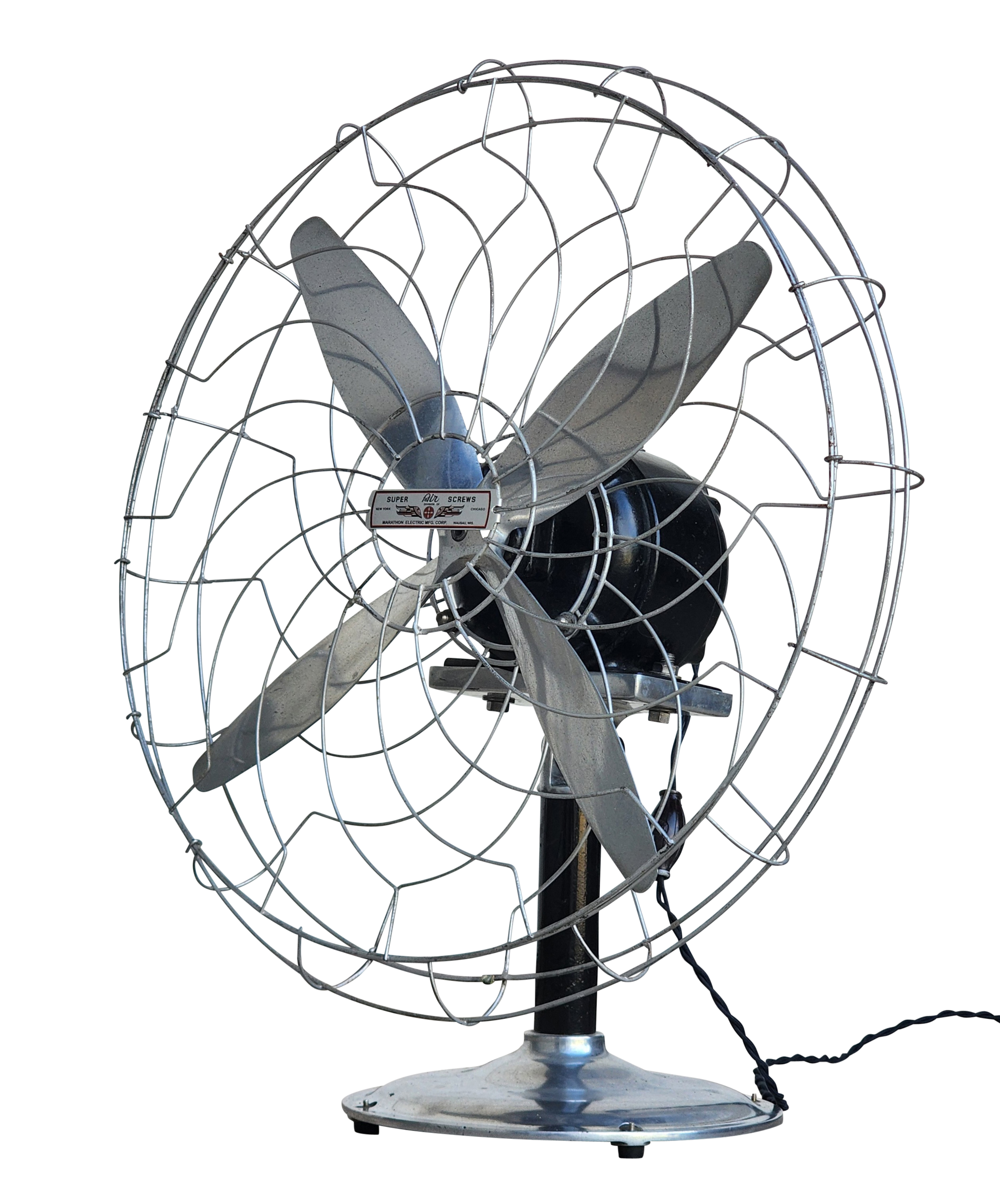 1930s 24 Super Air Screws Circulator Stand Pedestal Type Fan - Antique Fan  Supply Co