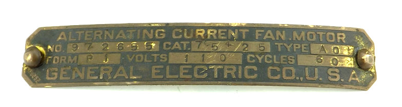 Original GE Kidney 1913 with Carry Handle Motor Tag