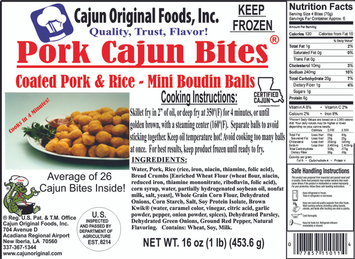 Cajun Original Foods Pork Boudin Bites