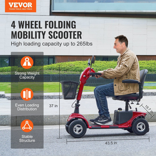  Heavy-Duty 4 Wheel Mobility Scooter for Seniors 12 Mile Long Range 265LBS E415-CXZDZXCHS4L2QK74GV5