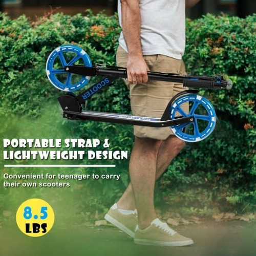 Portable Folding Sports Kick Scooter with LED Wheels-Blue - Color: Blue D681-SP0571BL