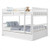 Full over Full Bunk Bed Platform Wood Bed with Ladder-White B593-HW65358COLOR+