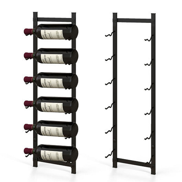 Rust proof Wall Mounted Wine Rack for 6 or 9 Bottles-M - Color: Black - Size: M D681-JV10902-6