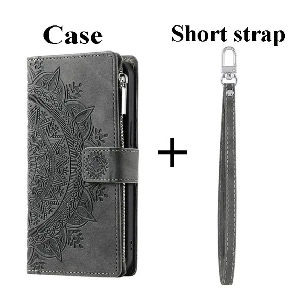 Color: GRAY, Material: tpu - CrossBody Strap Zipper Wallet Coque for Samsung Galaxy A71 A51 A50 A41 F640-12000034618613228