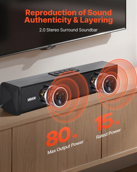 Sound Bar for Smart TV, 2.0 Channel, 17-Inch Compact Soundbar TV Speakers for Projector, Bluetooth  E415-YTSTXYX17INCJ9FDQ001V1