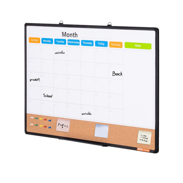 36"x 24" Monthly Calendar Whiteboard & Cork Board Combo with Aluminum Frame Bulletin Board E415-RMB36X24RLBBZZZDYV0