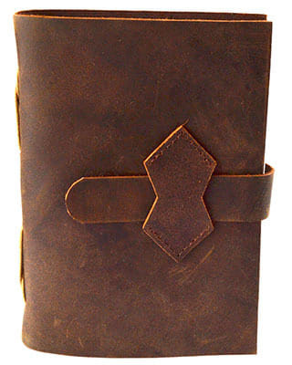 Brown Leather Journal w/ strap 4 1/2" x 6 1/2" - 240 pages - Unlined H558-BBBS003