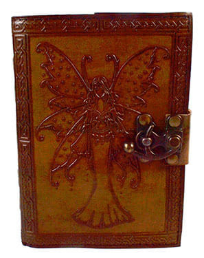 Fairy Journal with Spotted Wings aged looking paper leather w/ latch H558-BBBL3353