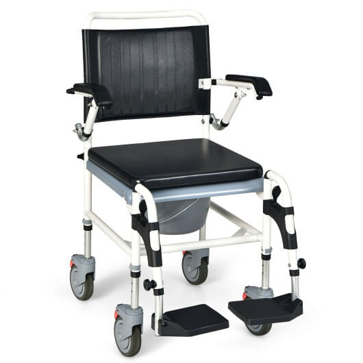 4-in-1 Bedside Commode Wheelchair with Detachable Bucket B593-JH10003