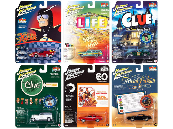 Pop Culture 2022 Set of 6 Cars Release 4 1/64 Diecast Model Cars by Johnny Lightning F977-JLPC009