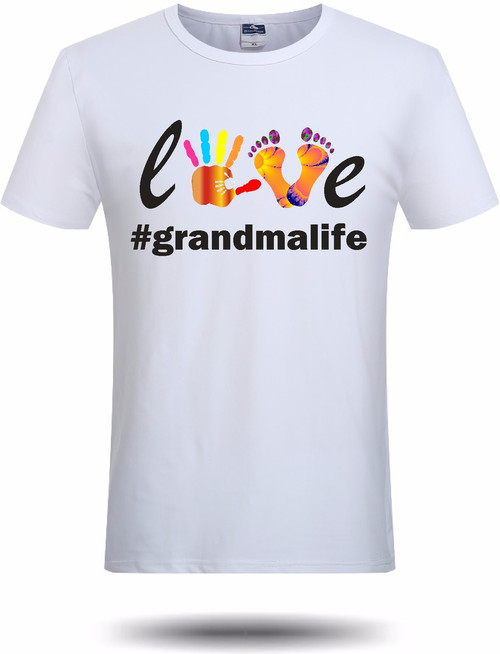 love #grandmalife  This colorful shirt will be loved by grandmas all over.  Great for yourself or as a present to your favorite grandma!