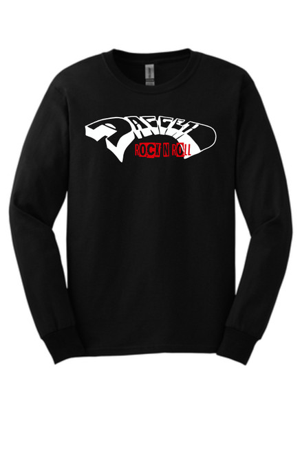 Dagger Rock and Roll logo on front of a long sleeve black shirt