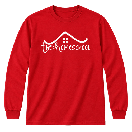 The Homeschool design on a Gildan Heavy Cotton red long sleeve t-shirt.